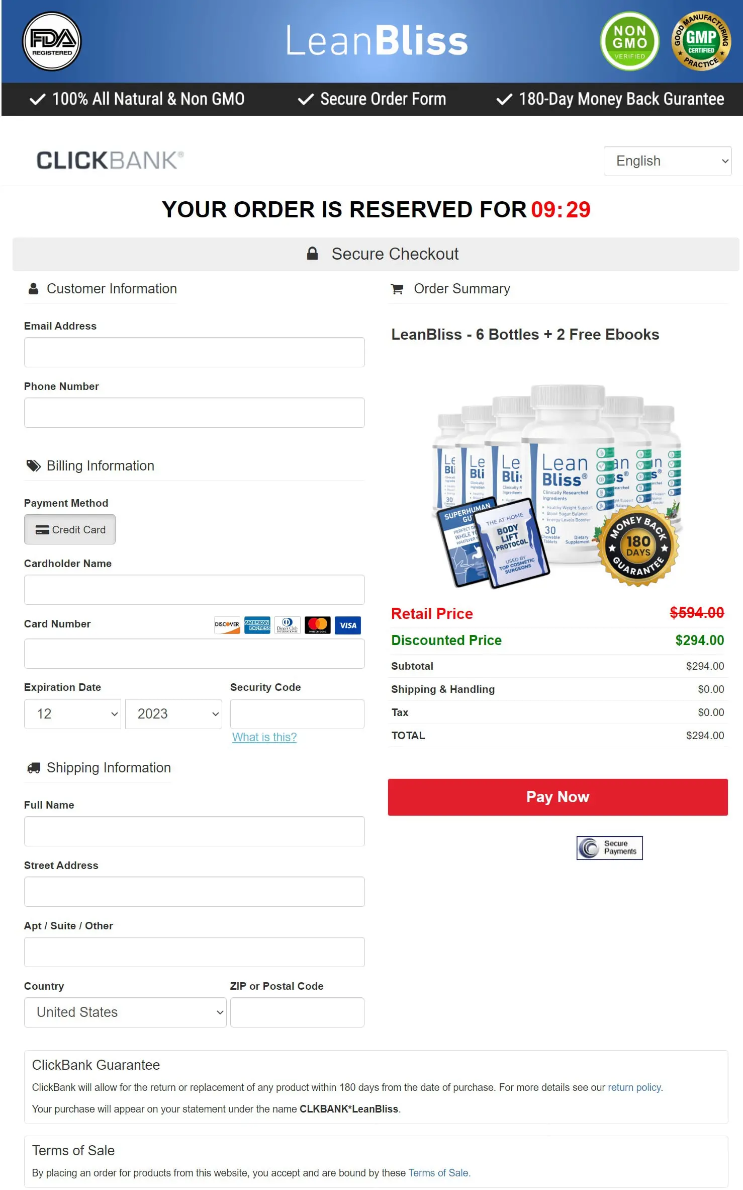 LeanBliss LeanBliss - Order Page